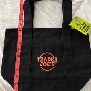 Trader Joe's Black and Orange Canvas mini Tote Bag